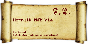 Hornyik Mária névjegykártya